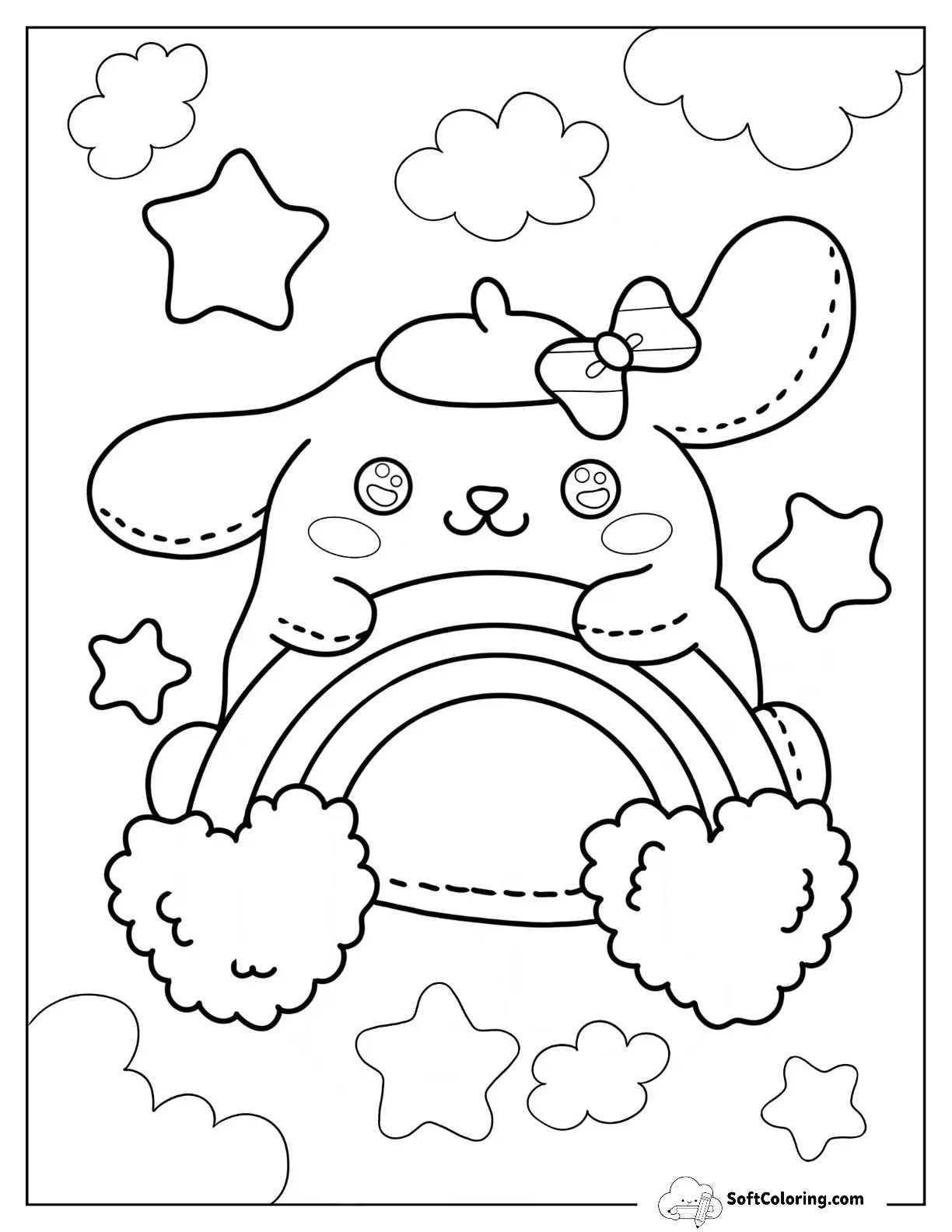Cute Toy Pompompurin Hugging Rainbow