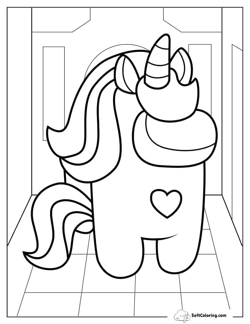 Cute Unicorn Among Us To Color