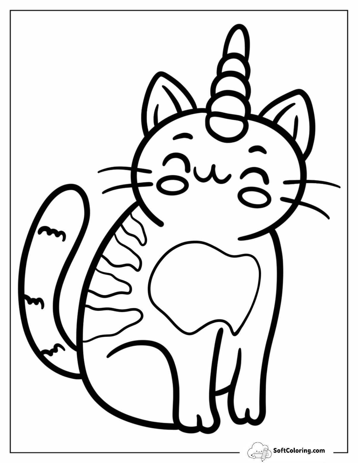 Cute Unicorn Cat With Striped Back For Preschoolers