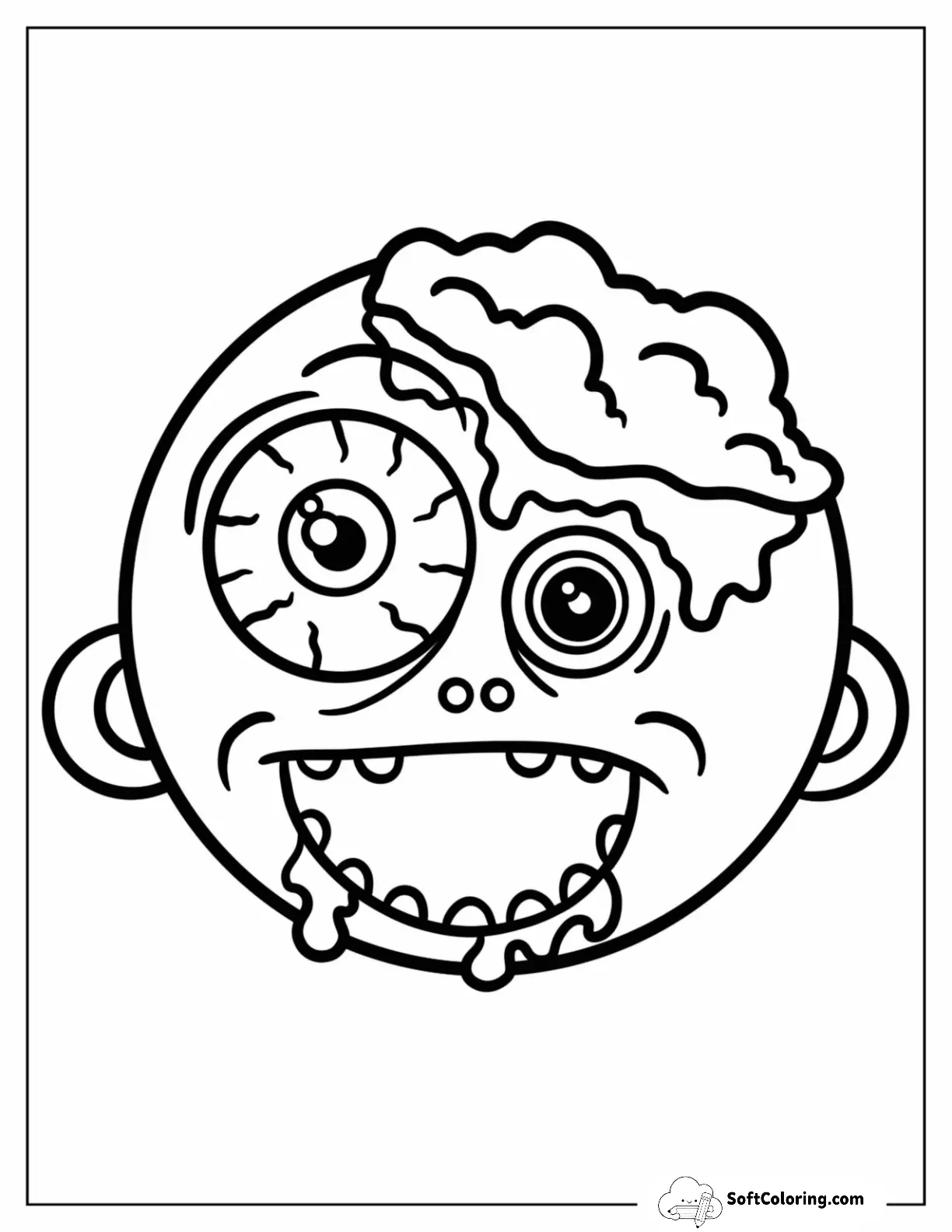 Cute Zombie With Brains And Gore For Kids