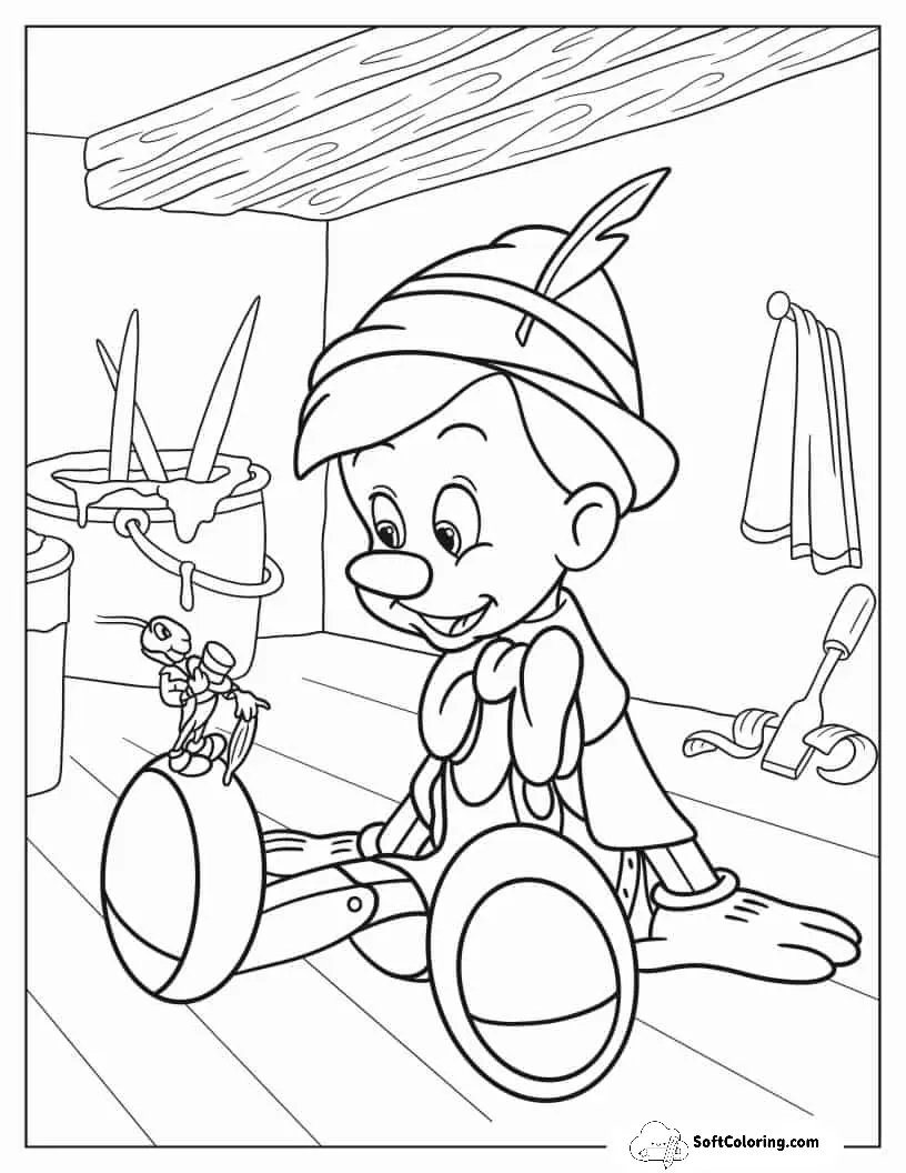 Detailed Pinocchio And Jiminy Cricket