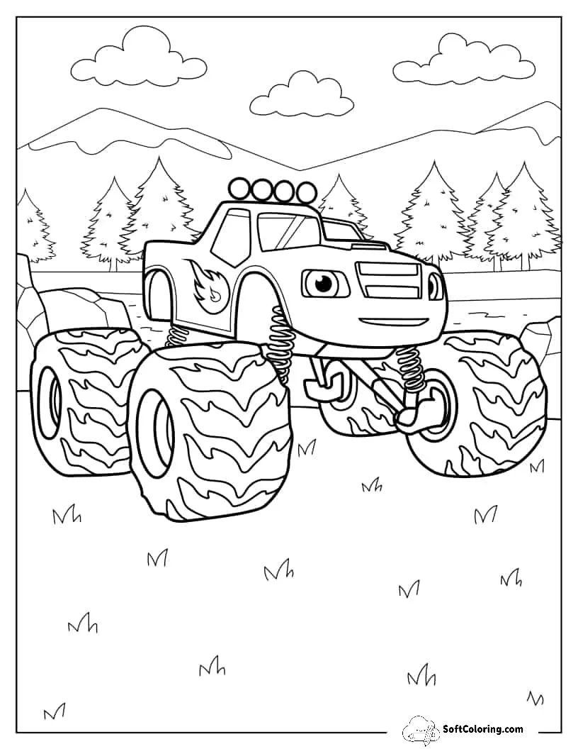 Detailed Coloring Page Of Blaze The Monster Machine