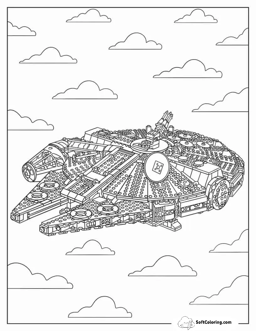 Detailed Coloring Sheet Of Star Wars Millennium Falcon