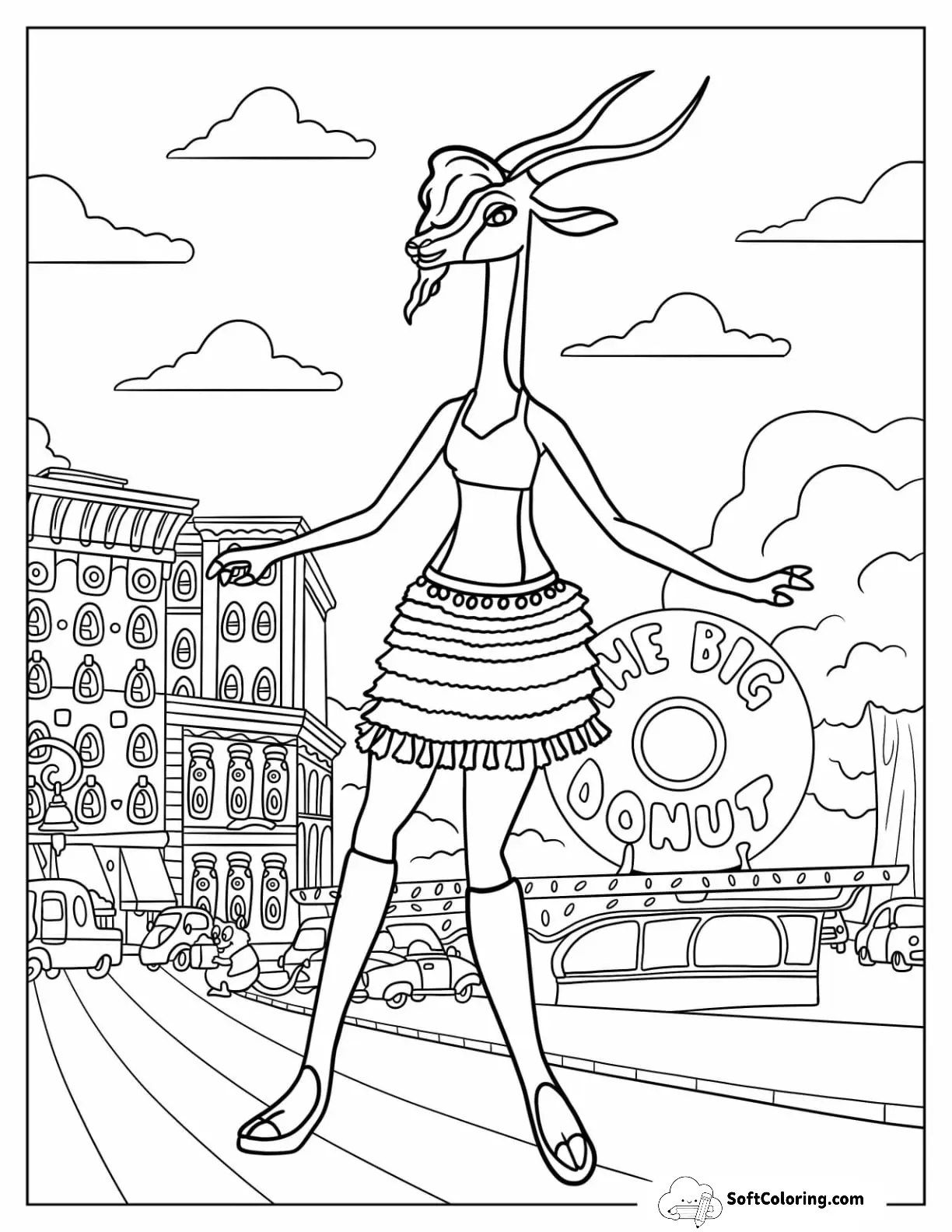 Zootopia Coloring Page Of Detailed Gazelle In Zootopia
