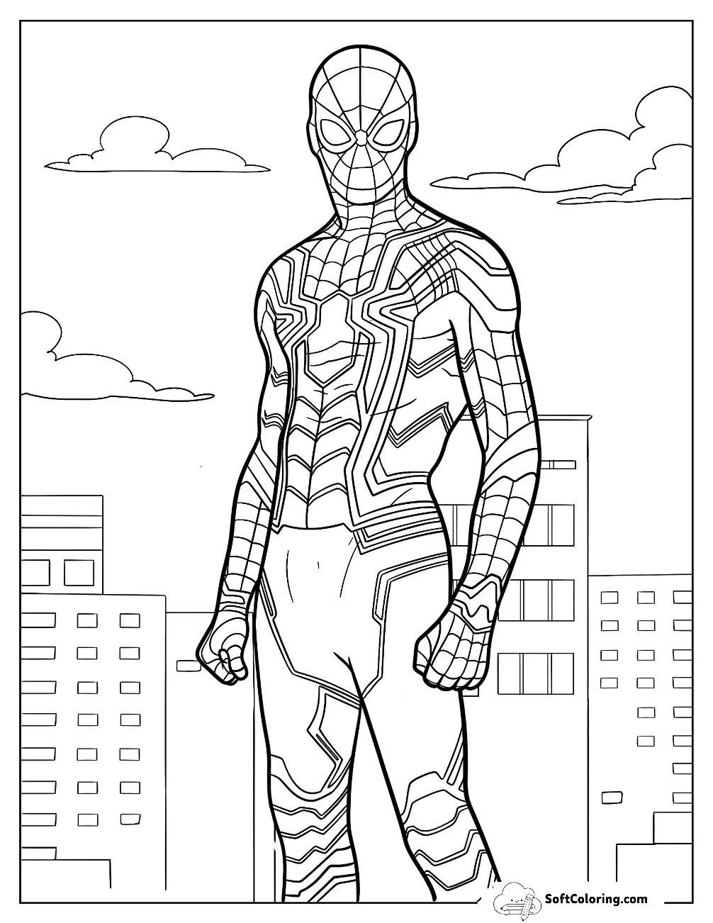 Detailed Iron Spider Coloring Page Suit