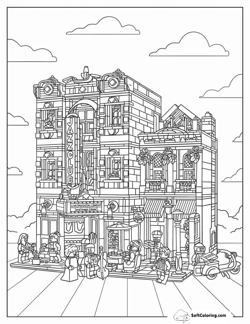 Detailed Lego Icons 10312 Jazz Club Coloring In