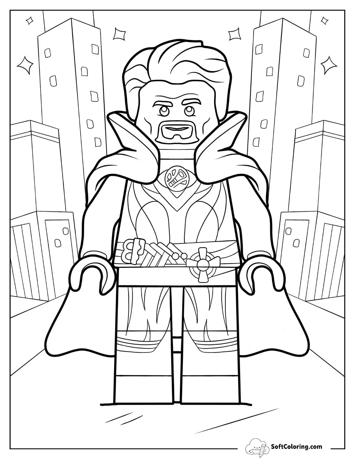 Detailed Lego Doctor Strange Coloring Page