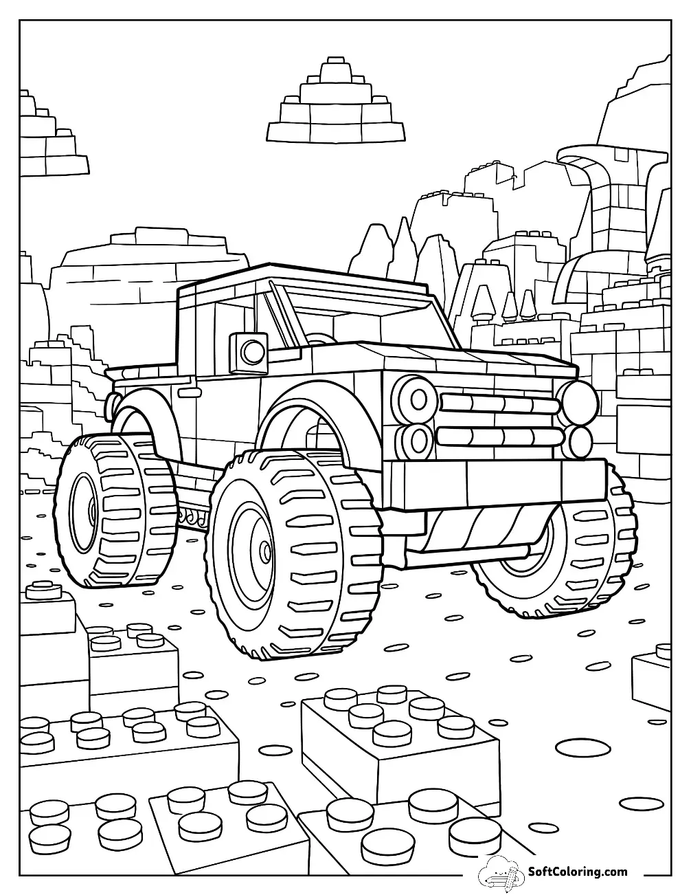 Detailed Lego Monster Truck Coloring Page