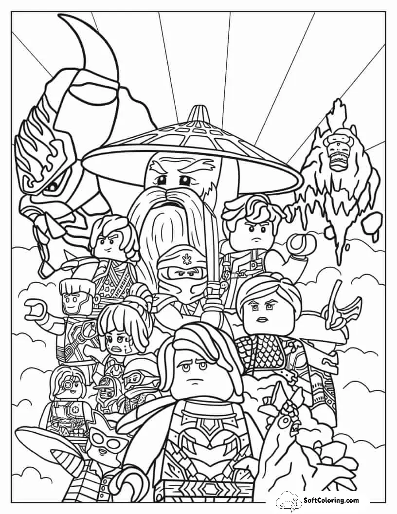 Detailed Ninjago Poster Coloring Sheet