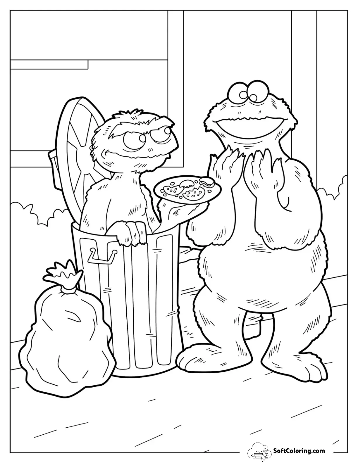 Detailed Oscar The Grouch And Cookie Monster