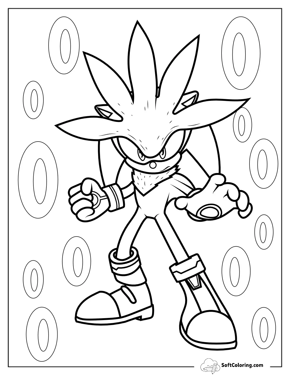 Detailed Outline Of Silver The Hedgehog