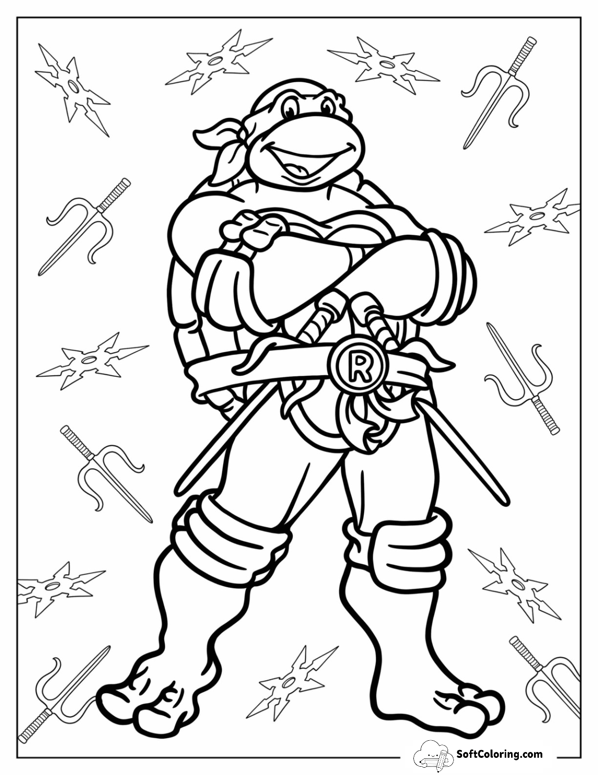 Ninja Turtles Coloring Page Of Detailed Rafael