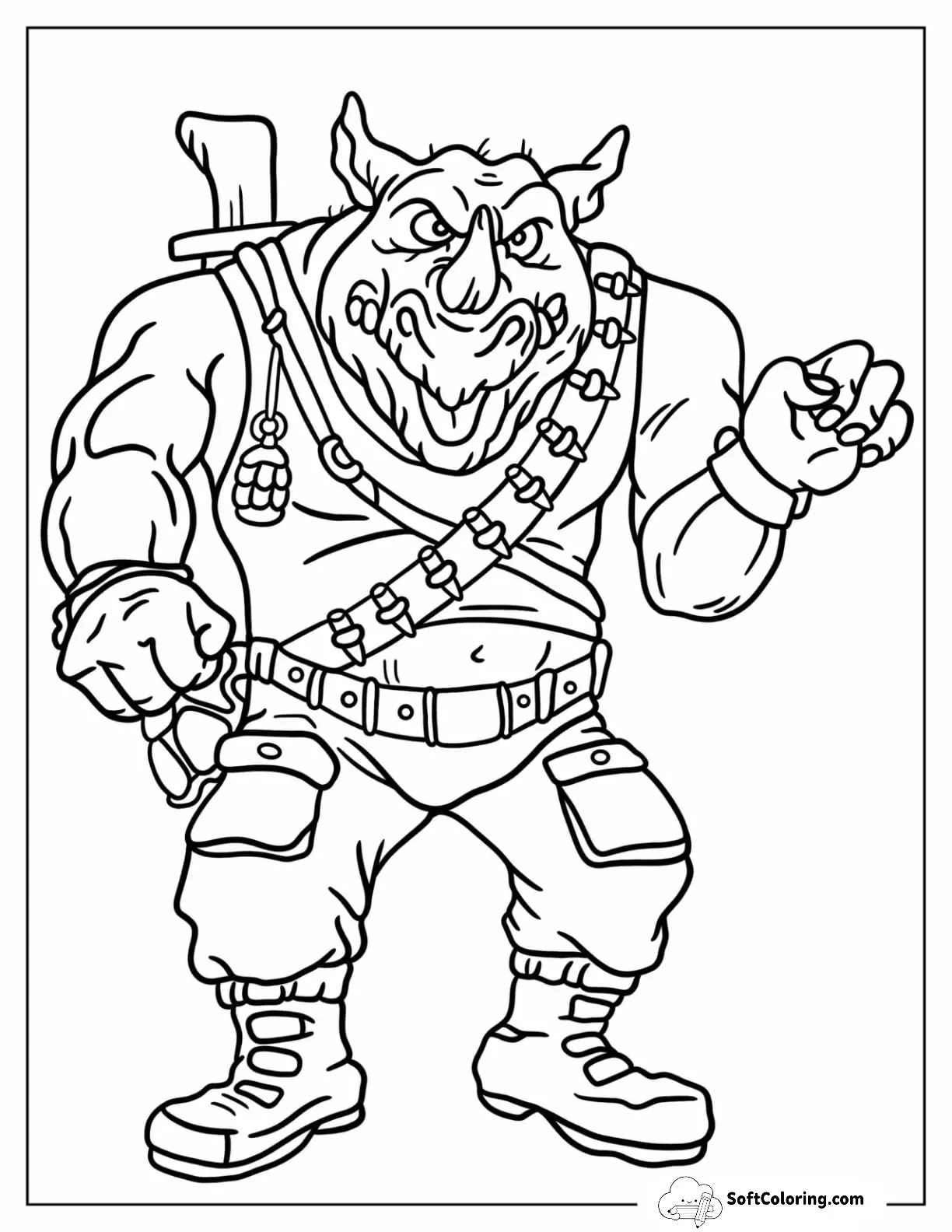 Ninja Turtles Coloring Page Of Detailed Rocksteady