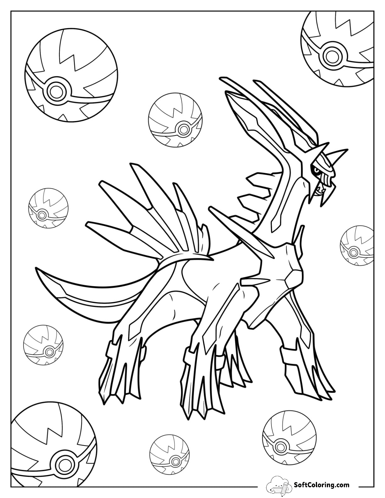 Dialga Temporal Legendary Pokemon Coloring Page
