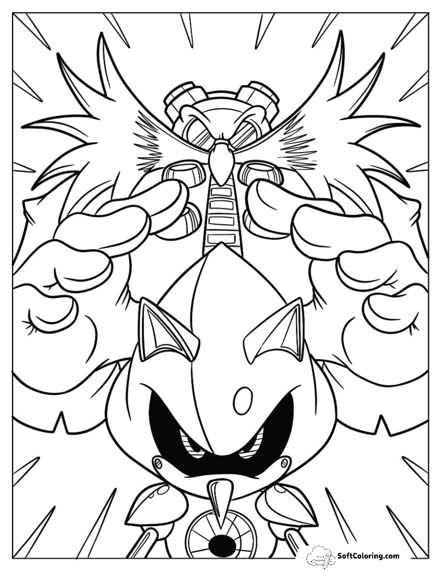 Doctor Eggman Controlling Metal Sonic Coloring Page