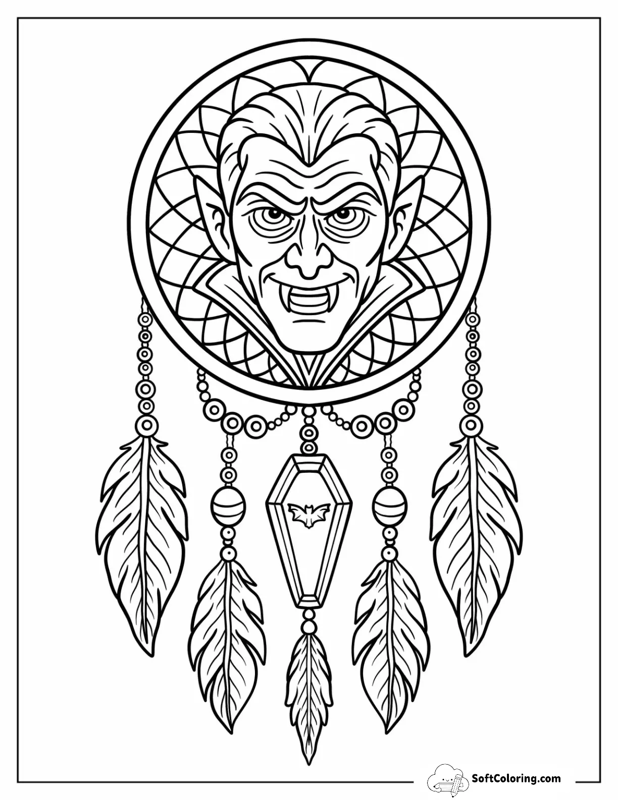 Vampire Of Dracula Dreamcatcher With Coffin And Bat Details