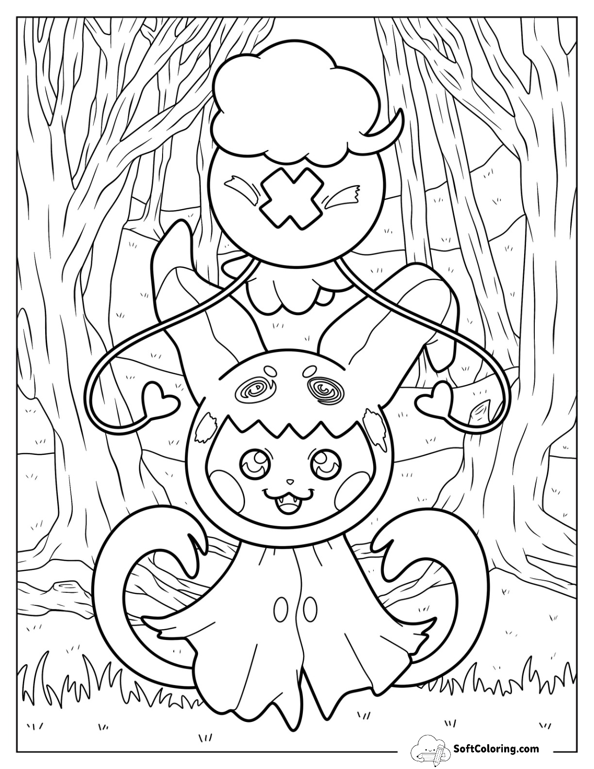 Drifloon Hovering Above Pikachu In Mimikyu Costume