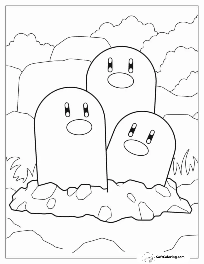 Dugtrio Emerging From Ground