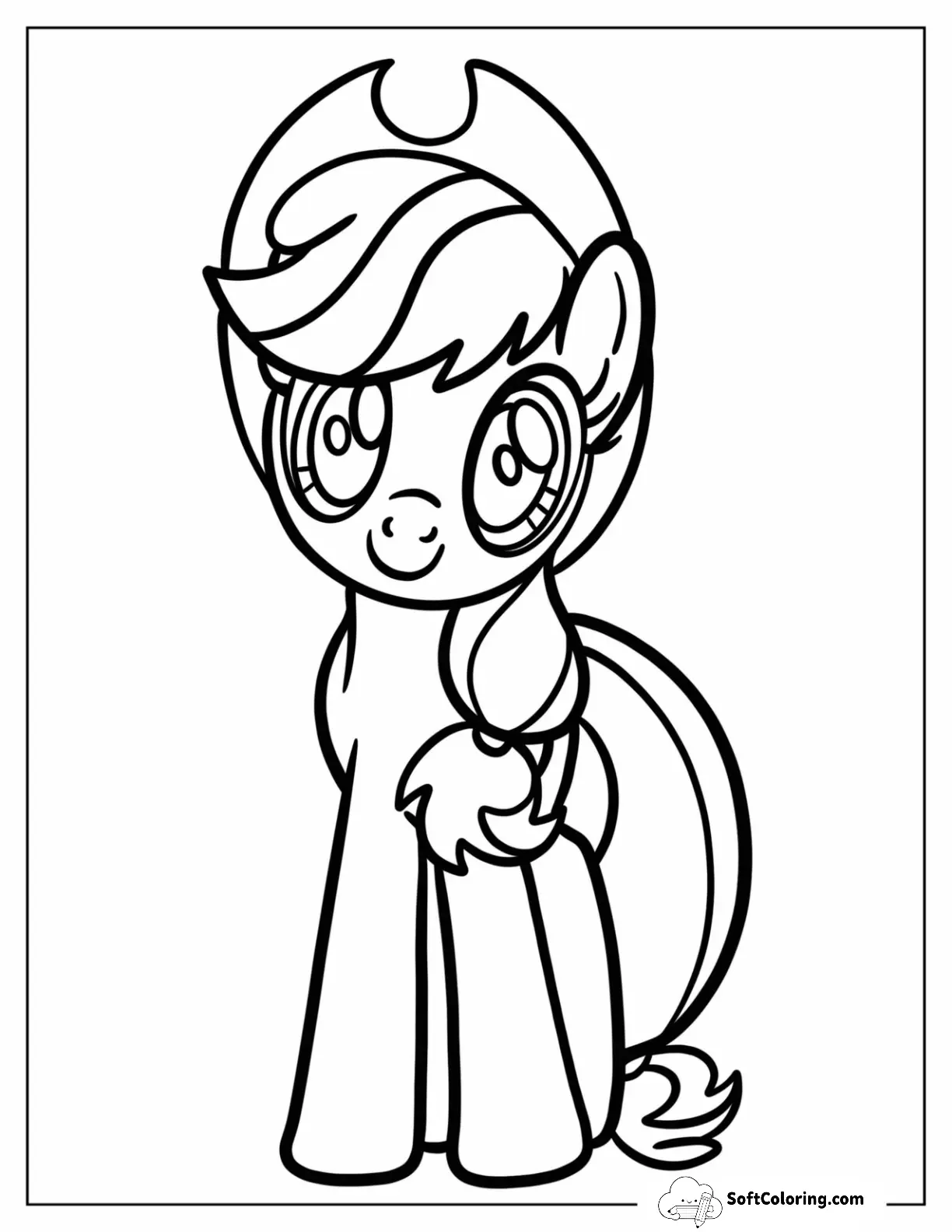 Easy Applejack Coloring Page Outline