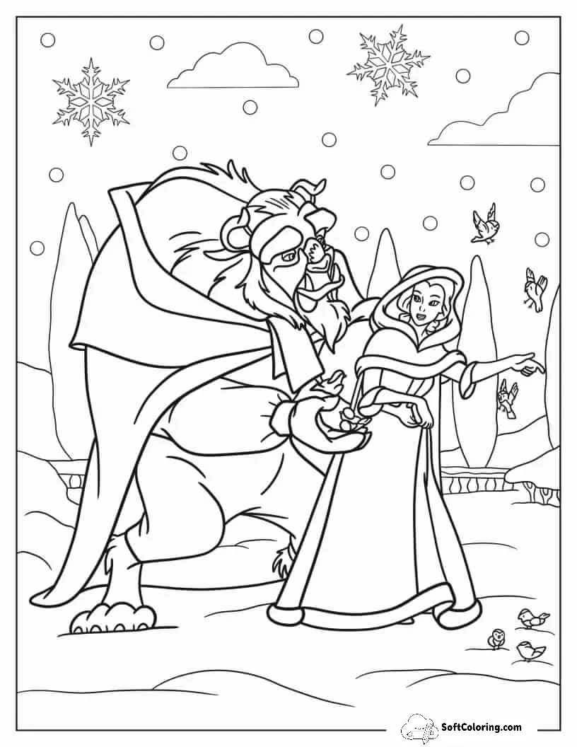 Easy Beauty And The Beast Coloring Sheet