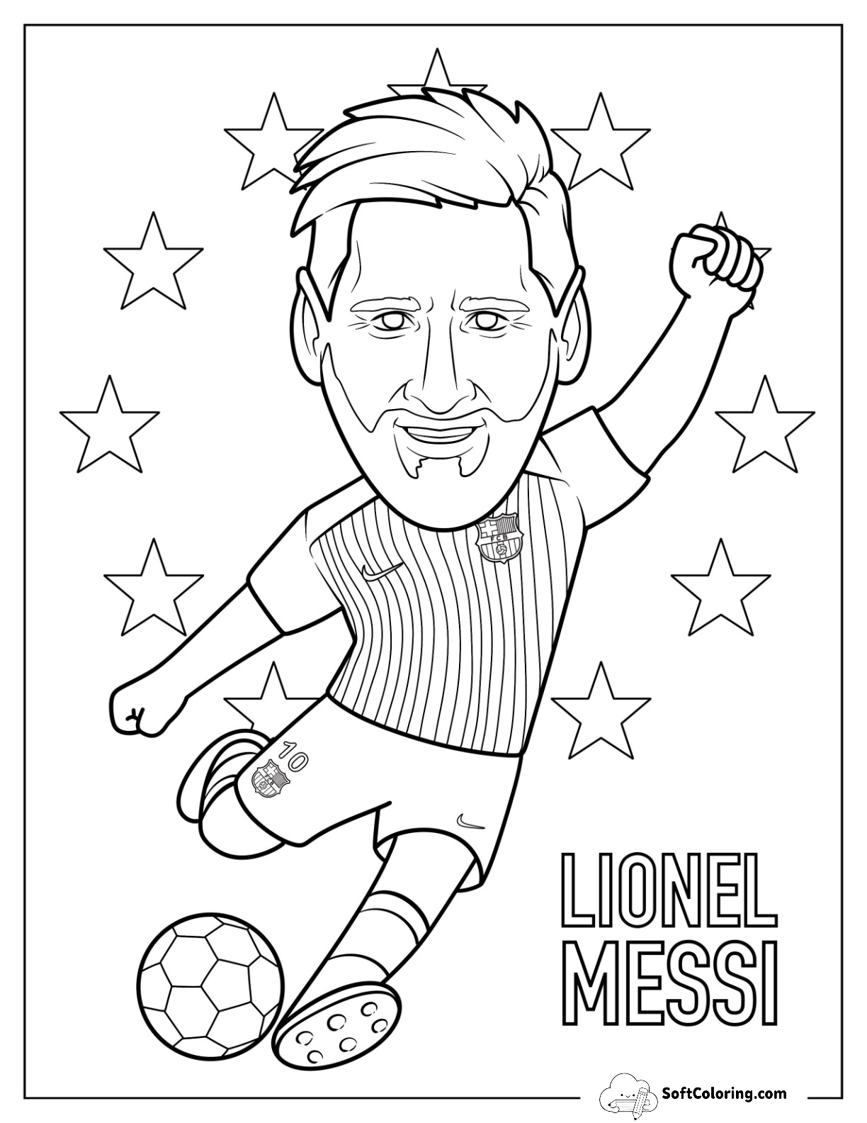 Easy Cartoon Lionel Lionel Messi Kicking Soccer Ball