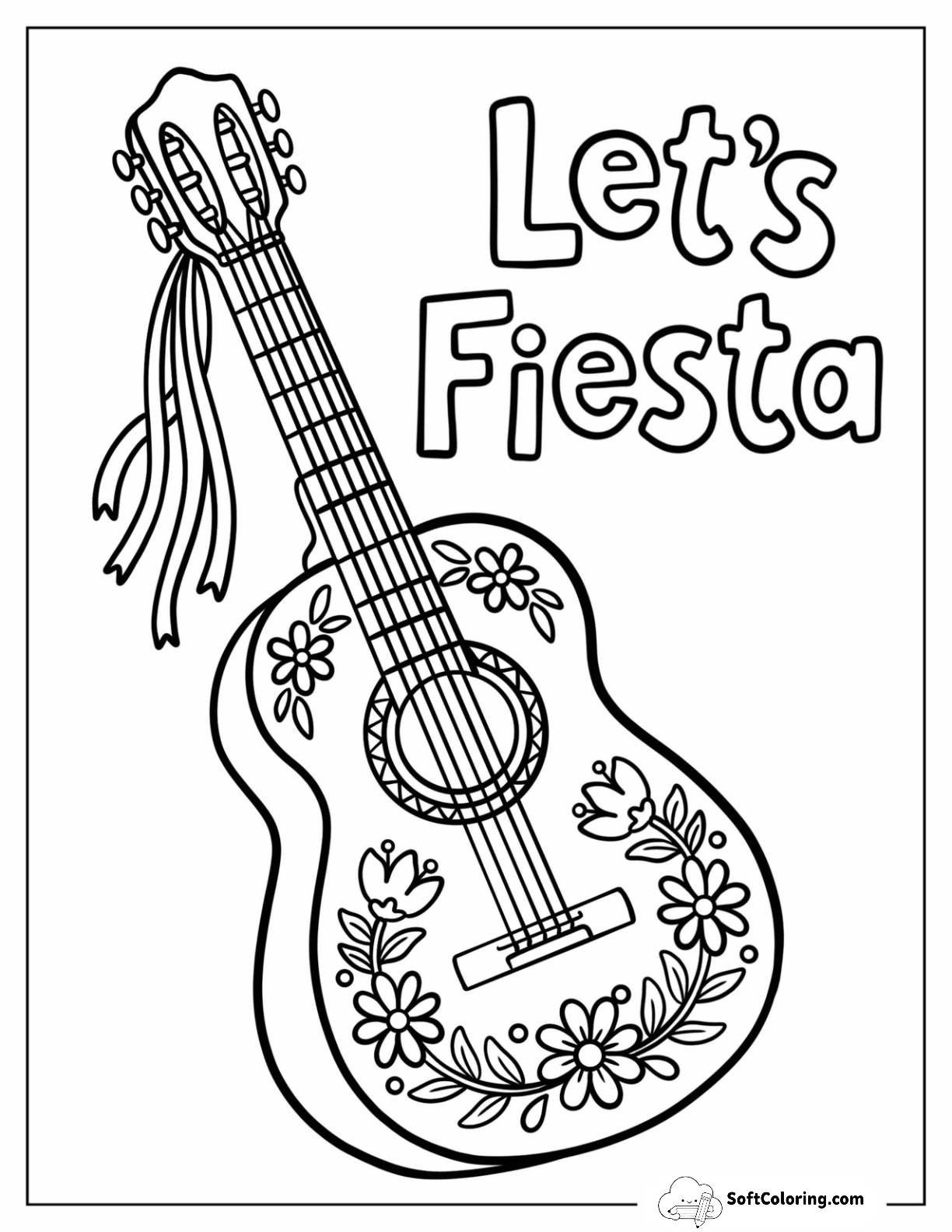 Easy Cinco De Mayo Let’s Fiesta Floral Guitar