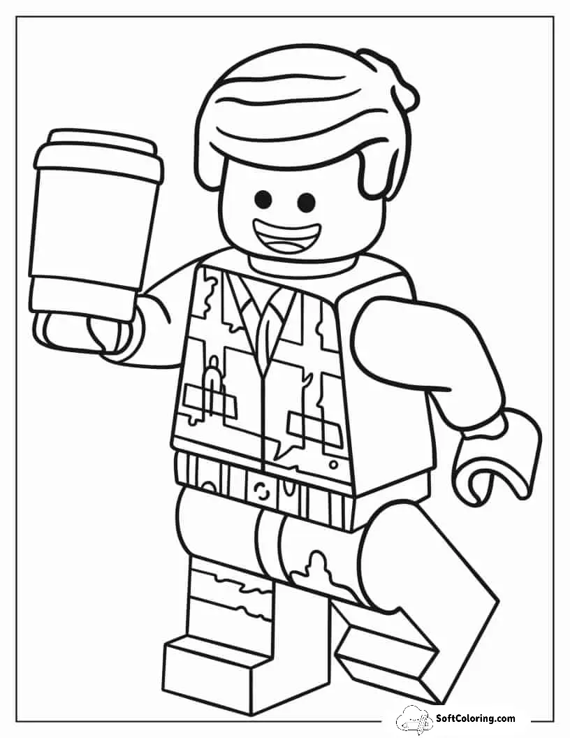 Easy Coloring Sheet Of Emmet Brickowski