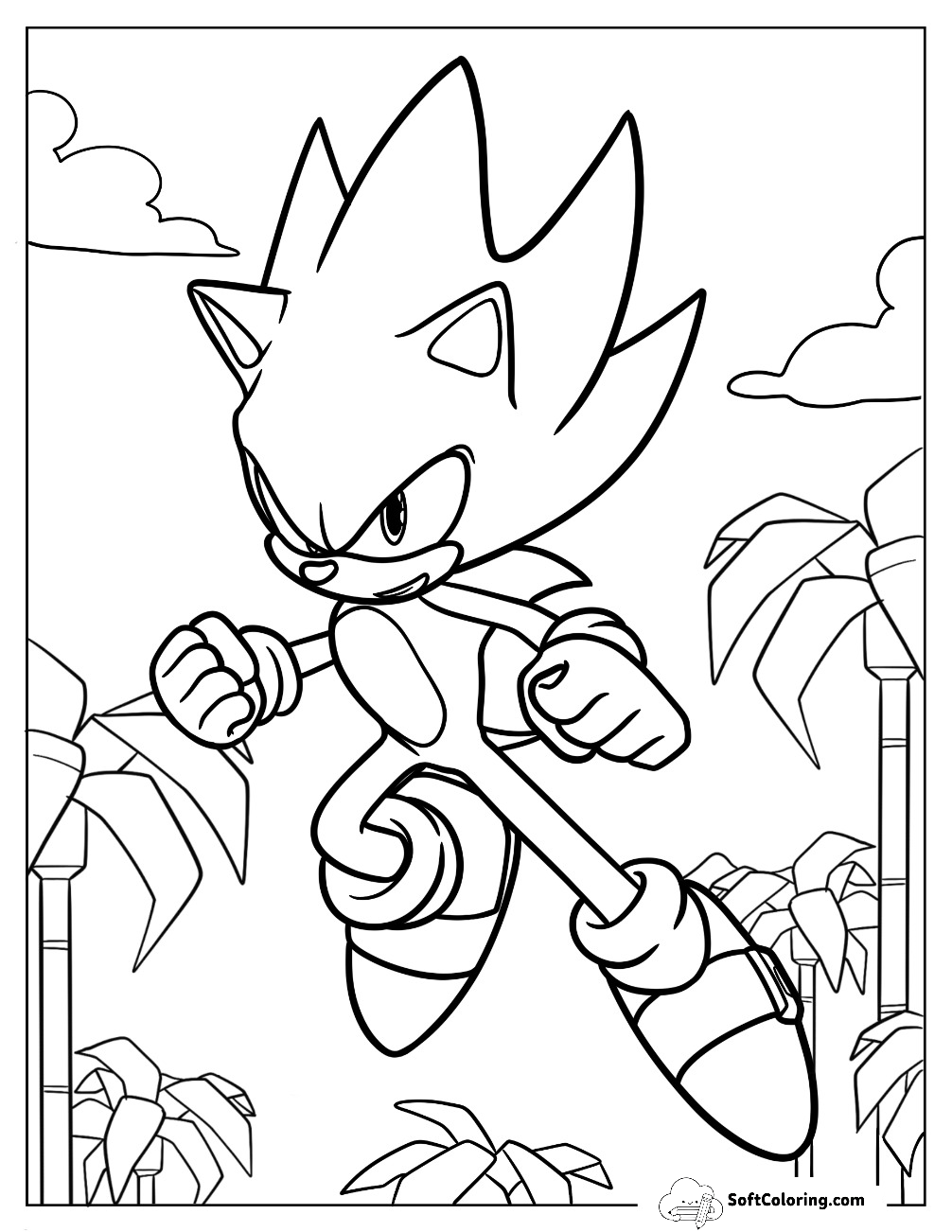 Easy Hyper Sonic Coloring Page For Kids