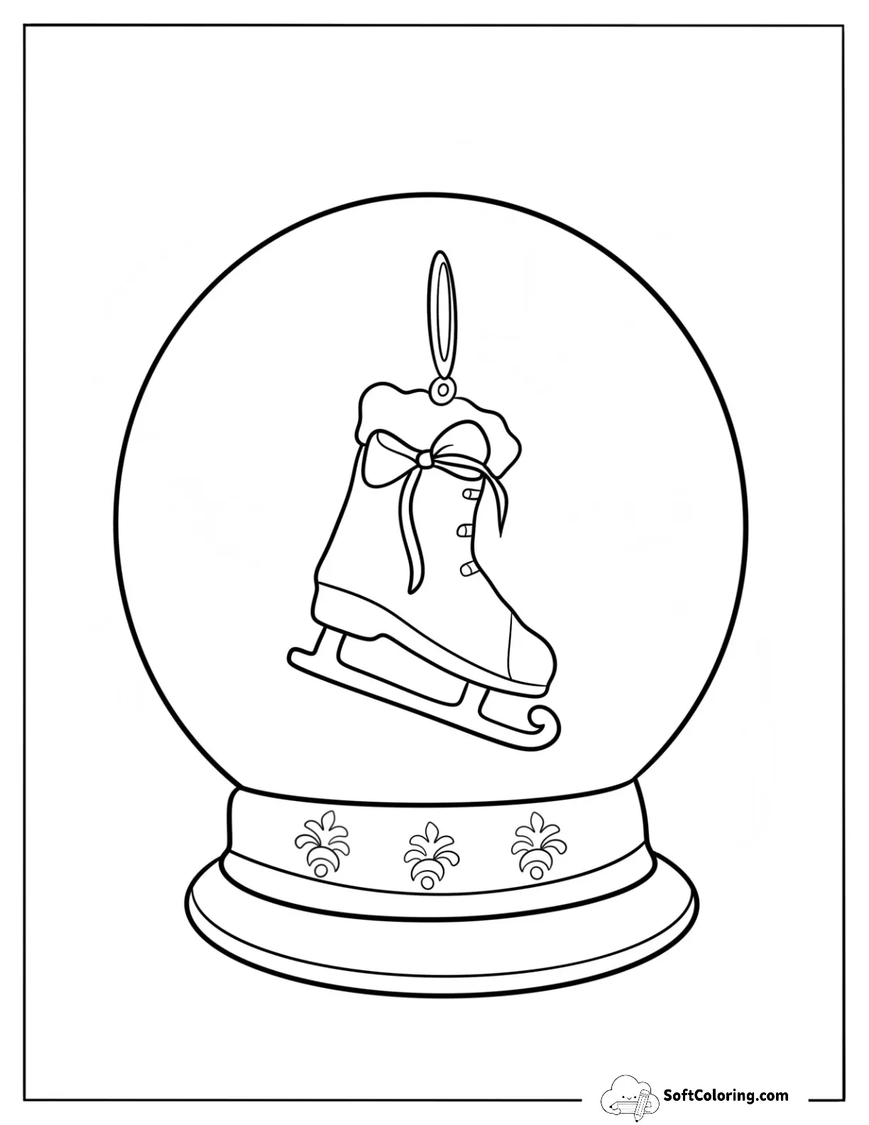 Easy Ice Skates Inside A Snow Globe Coloring Page For Kids