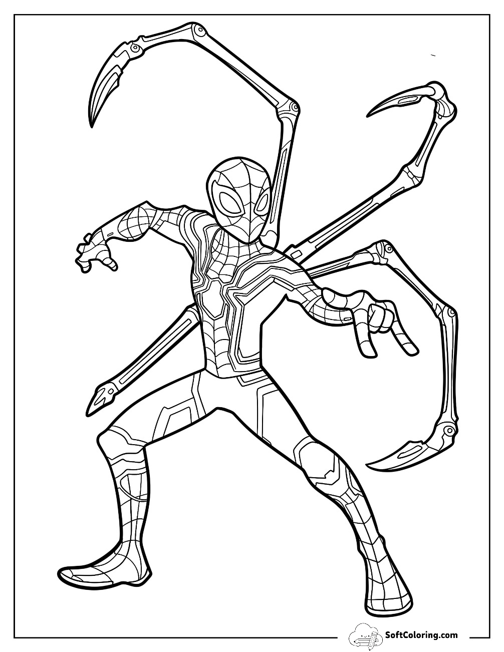 Easy Iron Spider Coloring Page Summoning Web For Kids