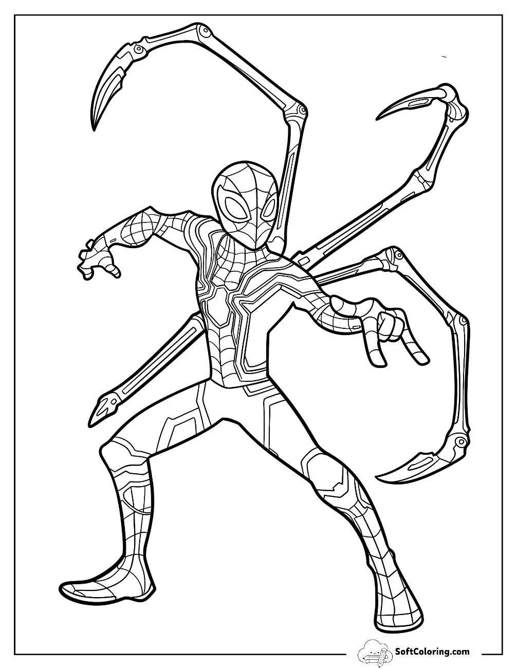 Easy Iron Spider Coloring Page Summoning Web For Kids