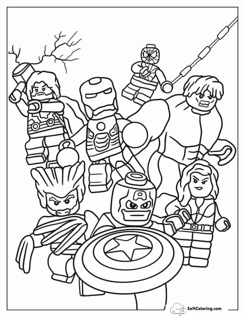 Easy Lego Avengers Coloring Page
