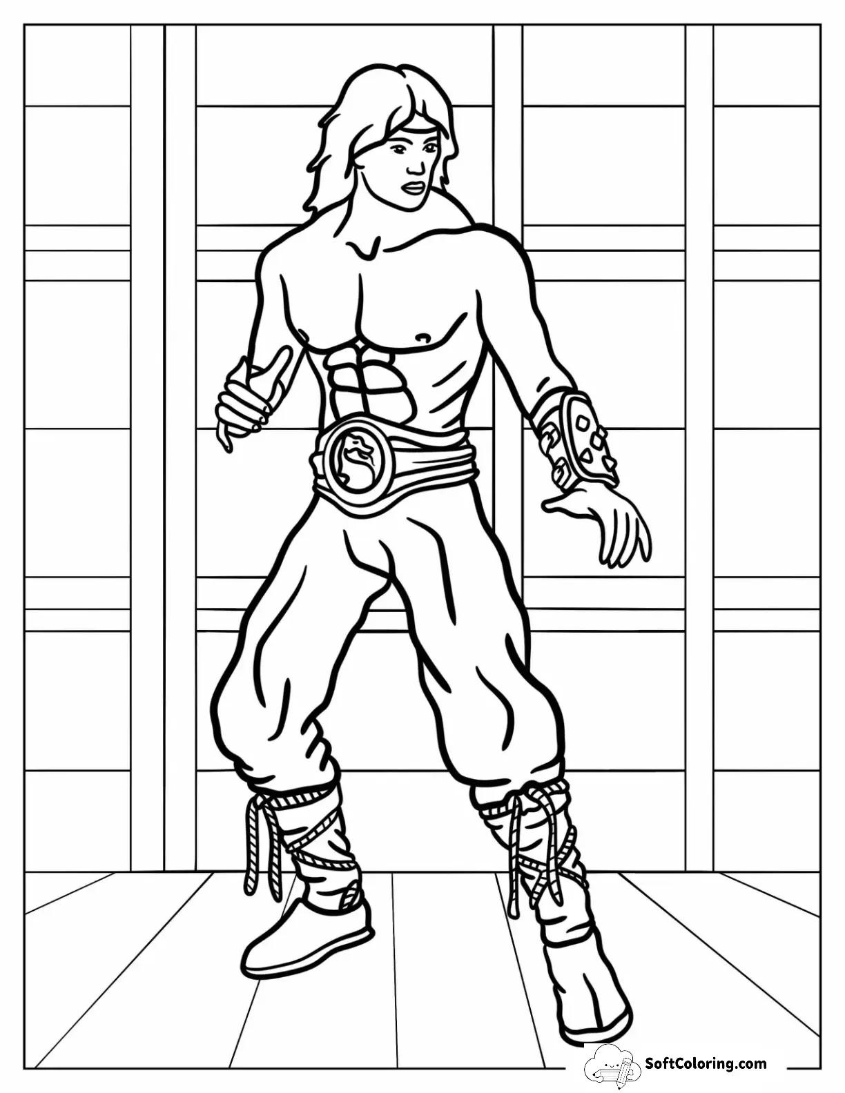 Easy Liu Kang Mortal Kombat Coloring Page