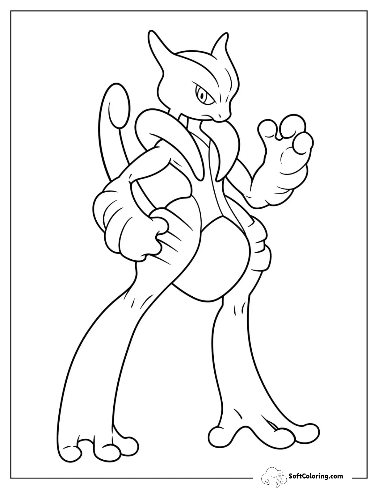 Mega Pokemon Coloring Page Of Easy Mega Mewtwo X For Kids