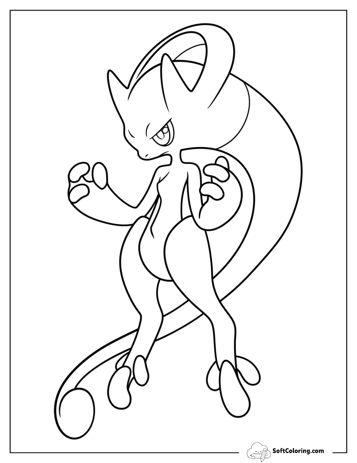 Easy Mega Pokemon Coloring Page Of Mewtwo Y Outline For Kids