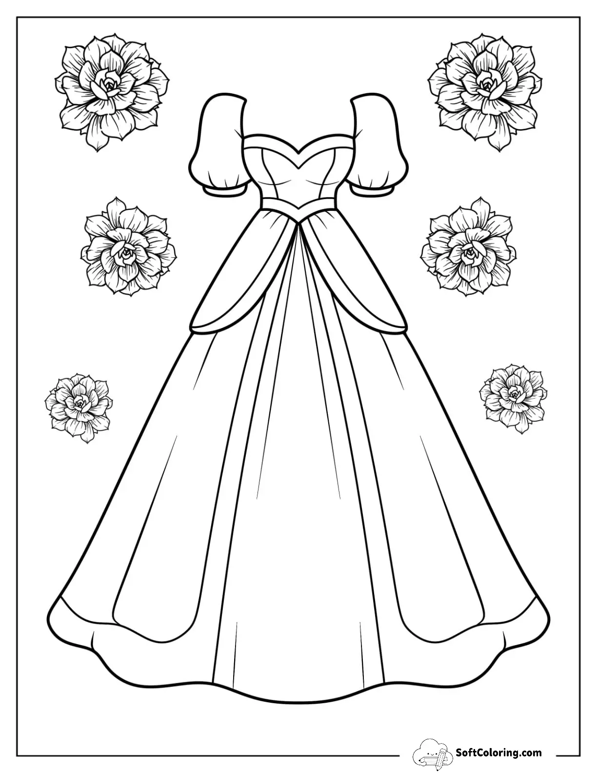 Easy Neoclassical Dress Coloring Page Design Coloring Page For Kids