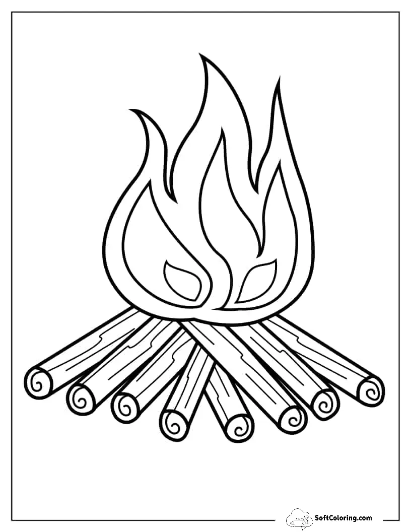 Easy Outline Of Bonfire For Kids