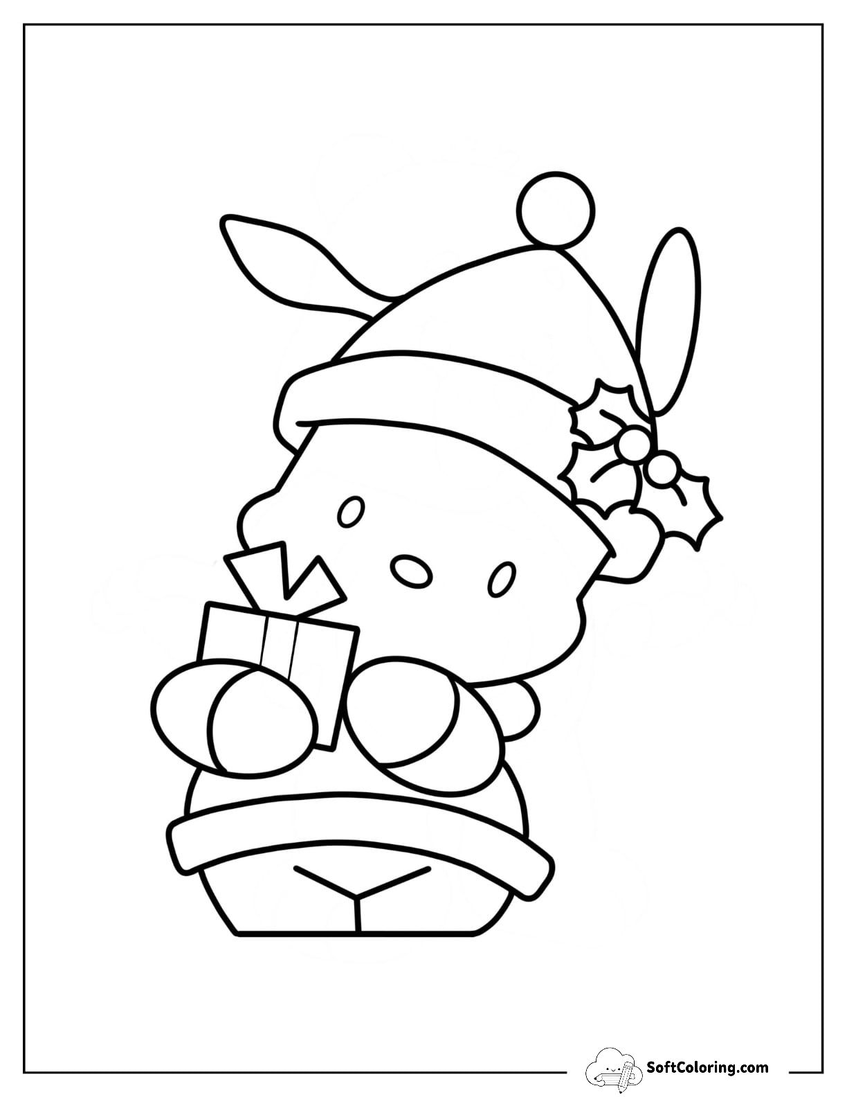 Easy Pochacco In Santa Hat Holding Christmas Present