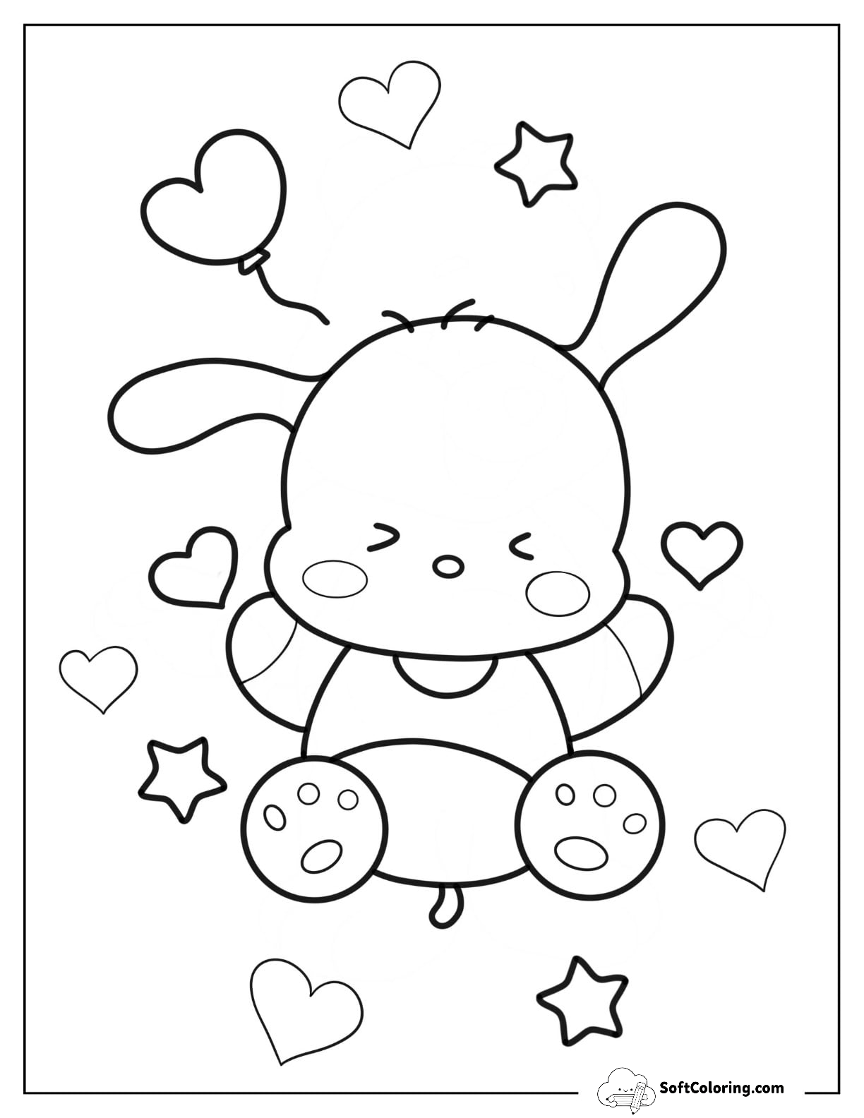 Easy Pochacco Coloring Page Sleeping