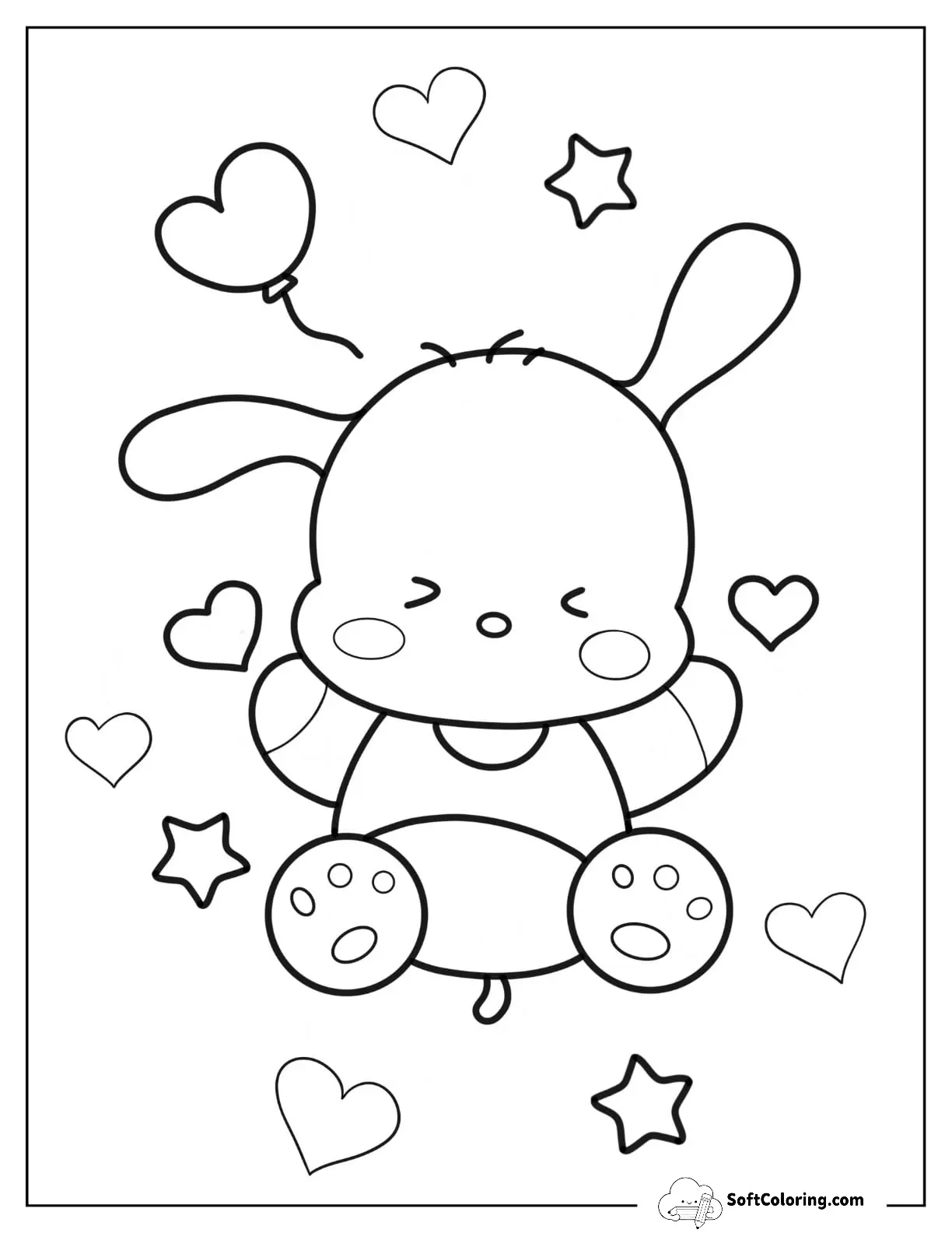 Easy Pochacco Coloring Page Sleeping
