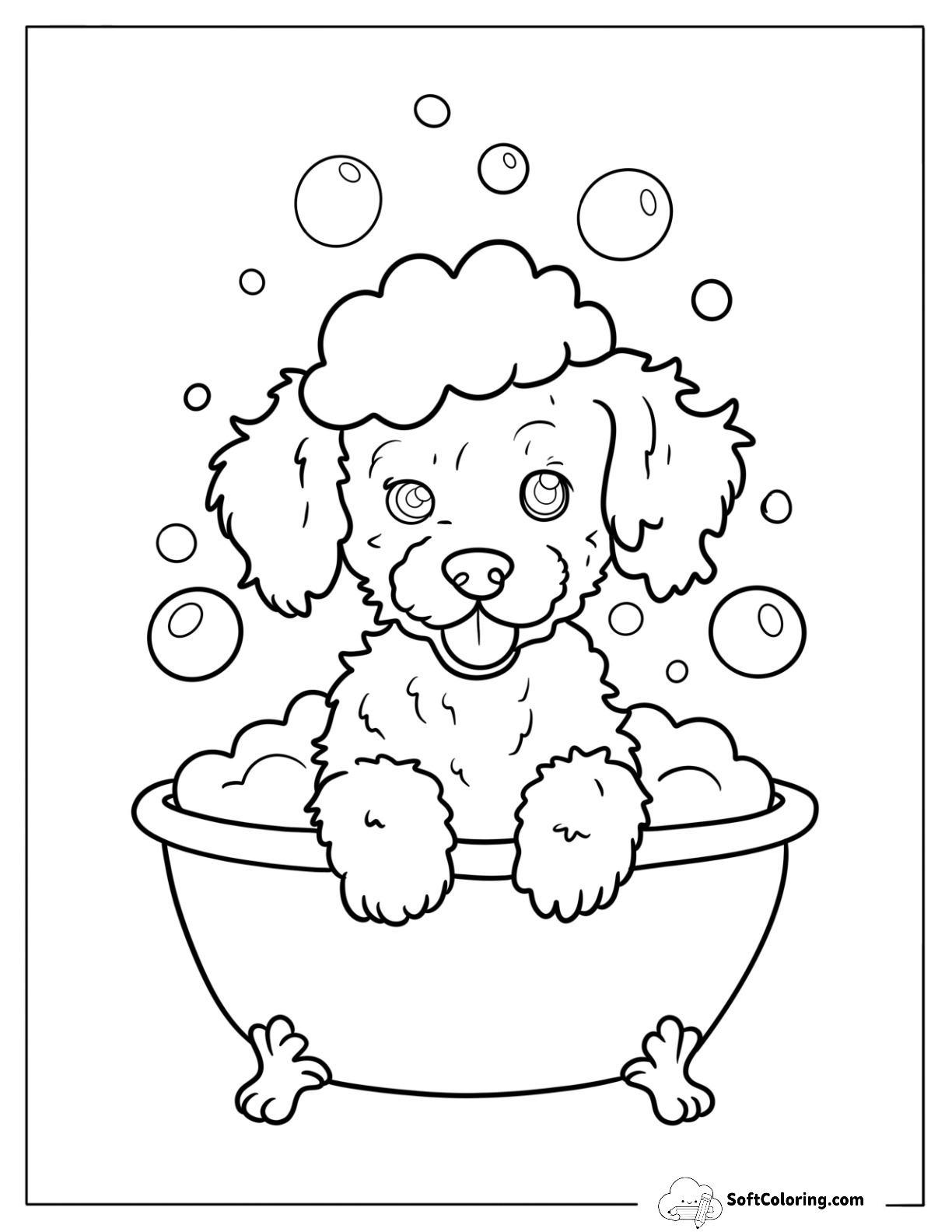 Easy Poodle Puppy In A Bubbly Tub