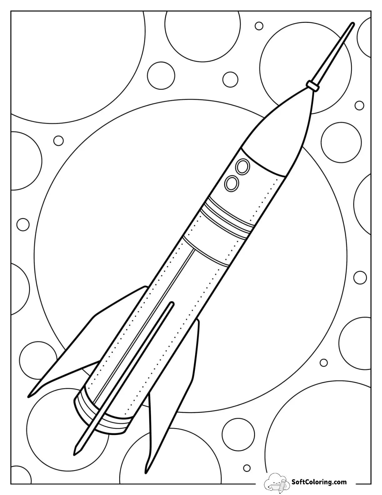 Easy Rocket Coloring Page Ship In Mid Air