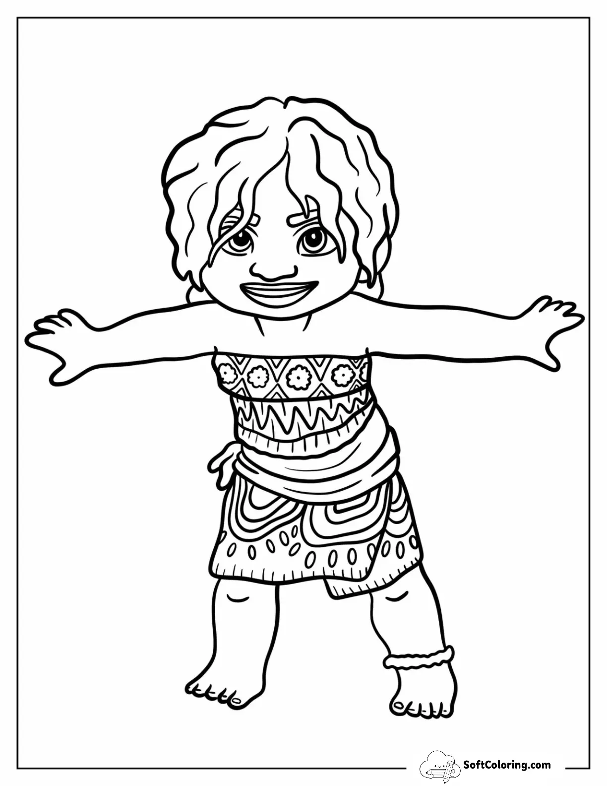 Moana Coloring Page Of Easy Simea Playing For Kids