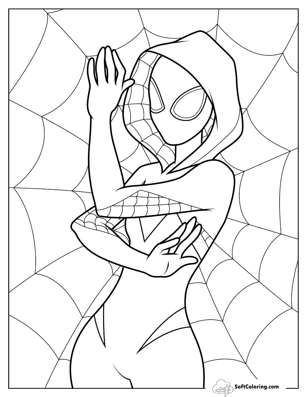 Easy Spider Gwen Coloring Page For Kids