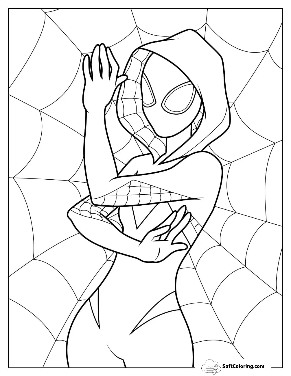 Easy Spider Gwen Coloring Page For Kids