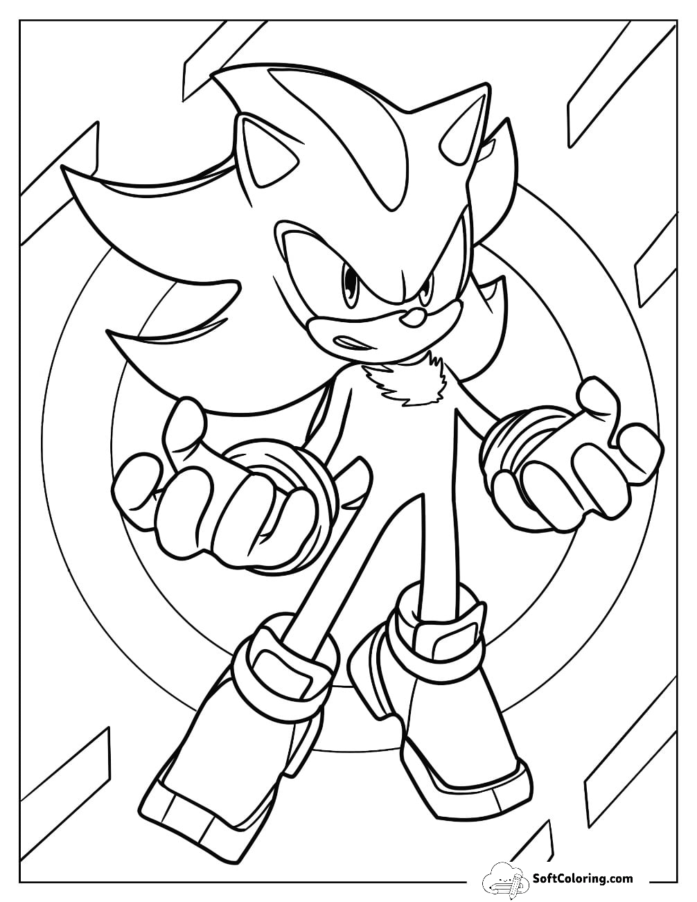 Easy Super Sonic Coloring Page For Kids