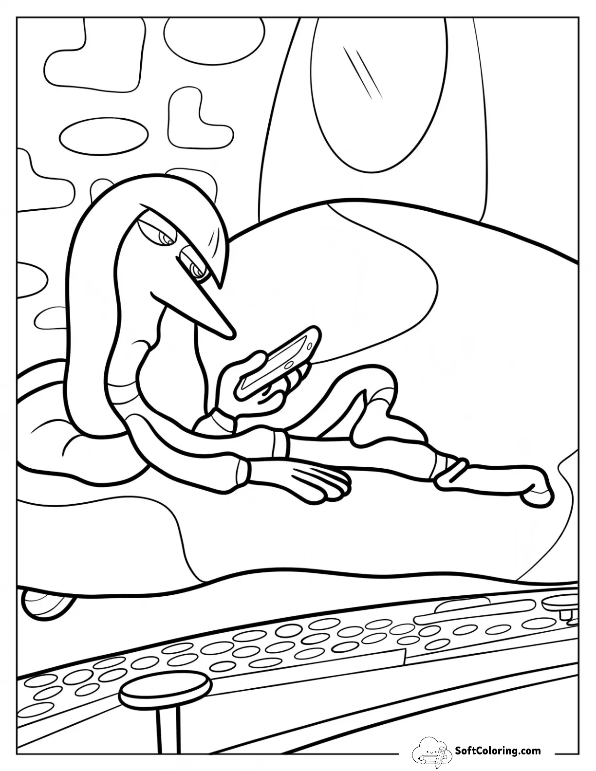 Ennui Lounging On The Couch Coloring Sheet