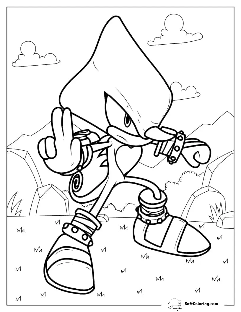Espio The Chameleon Fighting Stance Coloring Page