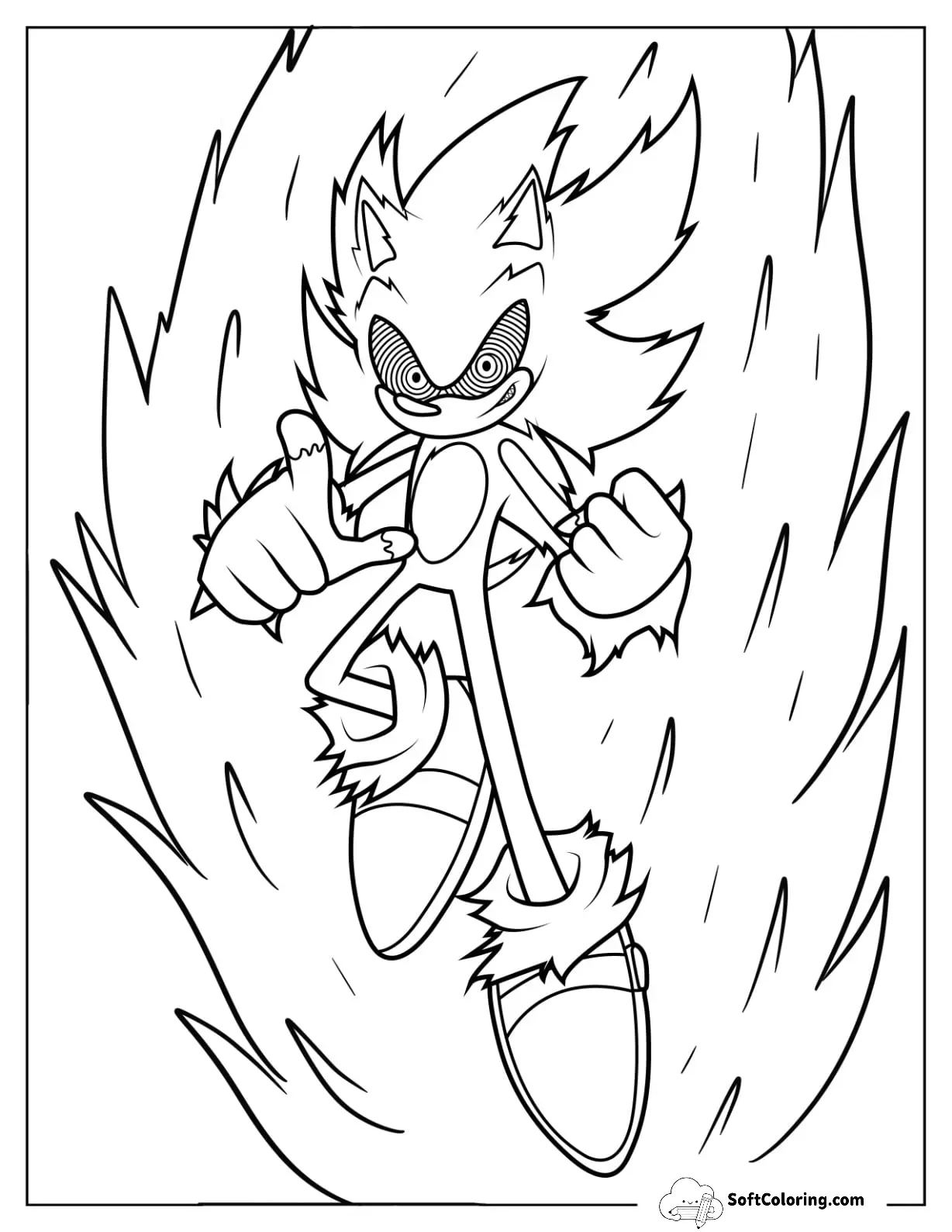 Evil Sonic Exe Coloring Page Power Up