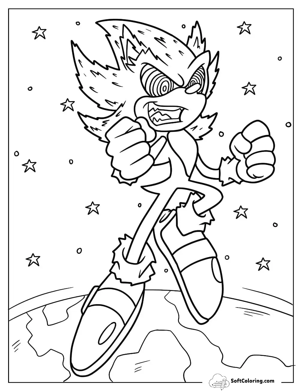 Evil Super Sonic Coloring Page With Hypnotic Eyes